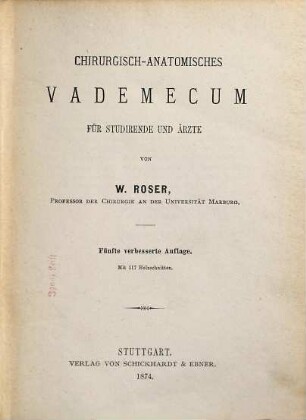 Chirurgisch-anatomisches Vademecum : für Studierende und Ärzte