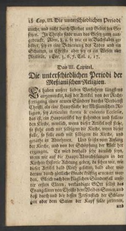 Das III. Capitel. Die unterschiedlichen Periodi der Meßianischen Religion