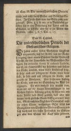 Das III. Capitel. Die unterschiedlichen Periodi der Meßianischen Religion