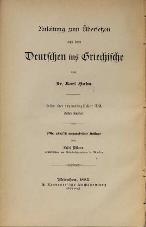 Anleitung zum Uebersetzen aus dem Deutschen ins Griechische, 1,1