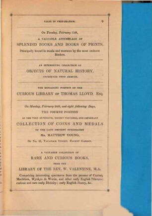 Mr. S. Leigh Sotheby, entirely devoting himself to the sale by auction of libraries, collections of prints, pictures ...