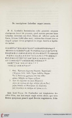10: De inscriptione Lebadiae nuper inventa