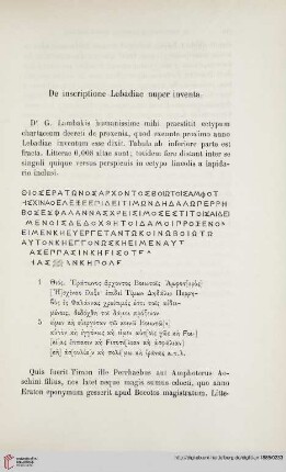 10: De inscriptione Lebadiae nuper inventa