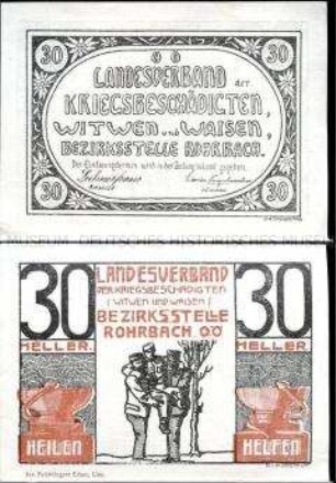 Rohrbach, Oberösterreich, Kriegsbeschädigte 30 Heller