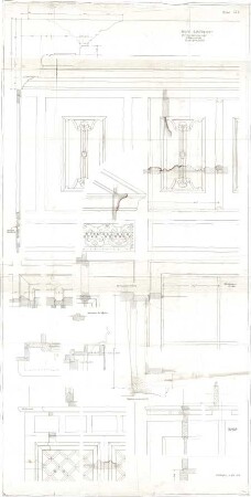 Fischer, Theodor; Nürnberg; Haus Adelsberger - Herrenzimmer (Schnitte, Details)