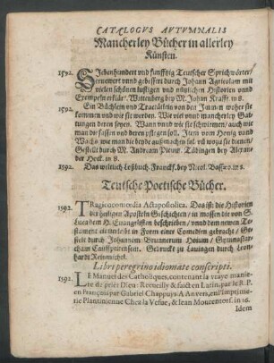 Mancherley Bücher in allerley Künsten.