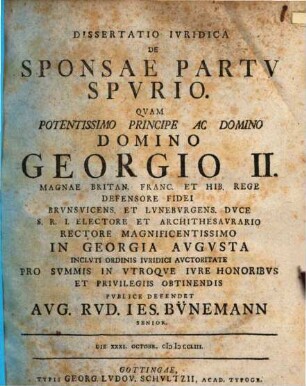 Dissertatio iuridica de sponsae partu spurio