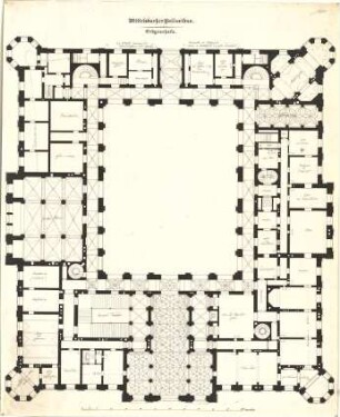 Gärtner, Friedrich von; München; Wittelsbacherpalast - Grundriss EG