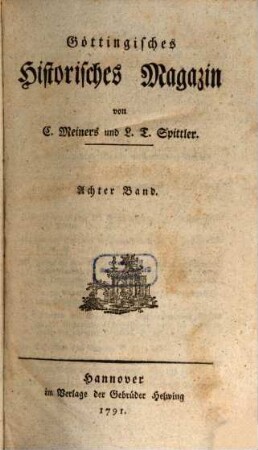 Göttingisches historisches Magazin, 8. 1791