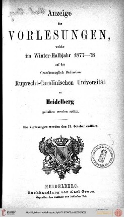 Wintersemester 1877/1878
