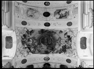 Schöntal Kloster Schöntal Abteikirche Sankt Joseph Deckenmalerei östliches Mittelschiffjoch Marientod von Columba (um 1724)