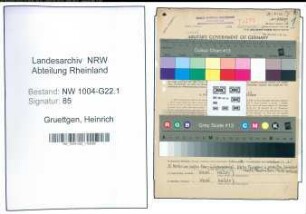 Entnazifizierung Heinrich Gruettgen , geb. 17.10.1908 (Buchhalter)