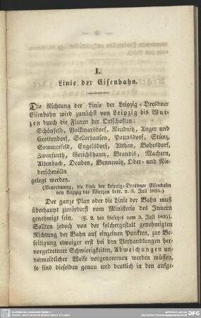 I. Linie der Eisenbahn