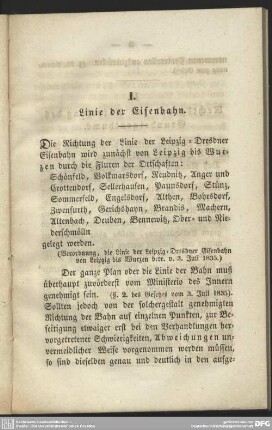 I. Linie der Eisenbahn