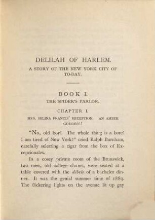 Delilah of Harlem : a story of the New York City of to-day, 1