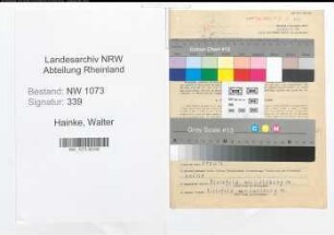 Entnazifizierung Walter Hainke , geb. 17.10.1893 (Lehrer)