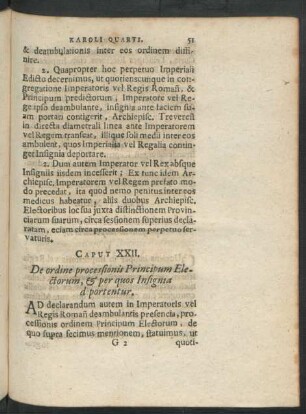 Caput XXII. De ordine processionis Principum Electorum, ...