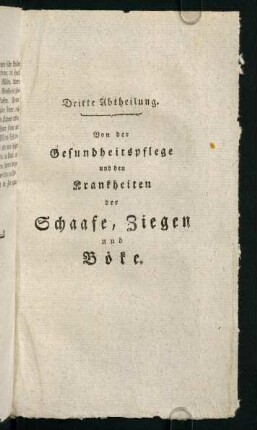 285-, Dritte Abtheilung. Von der Gesundheitspflege und den Krankheiten der Schaafe, Ziegen und Boeke