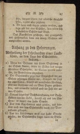 Anhang zu den Foderungen.
