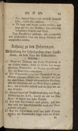 Anhang zu den Foderungen.