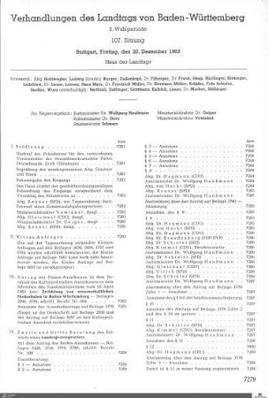 107. Sitzung, Stuttgart, 20.12.1963