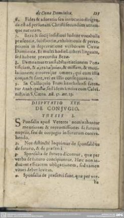 Disputatio XXV. De Coniugio