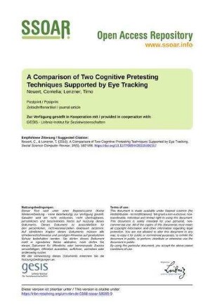 A Comparison of Two Cognitive Pretesting Techniques Supported by Eye Tracking