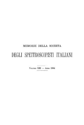 13: Memorie della Società degli Spettroscopisti Italiani