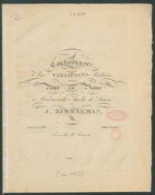 Contredanses Avec Variations Brillantes : Pour Le Piano ; Liv: I