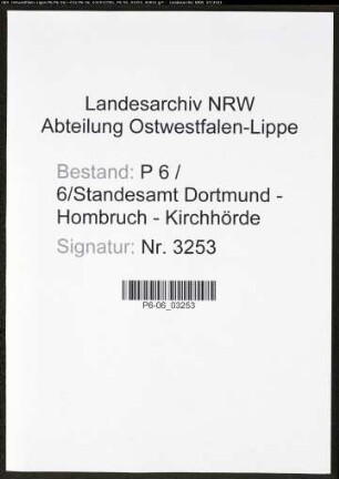 Heiratsregister Standesamt Dortmund-Hombruch-Kirchhörde (XXII)