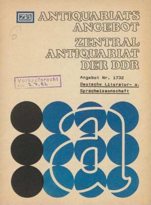 Nr. 1732: Deutsche Literatur- u. Sprachwissenschaft