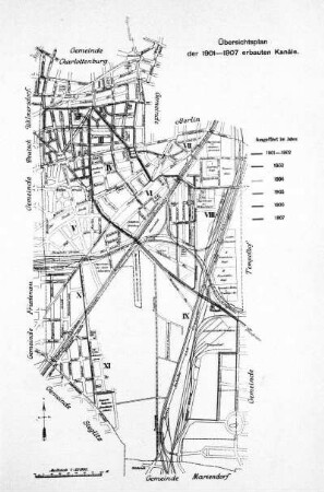 Karte: Übersichtsplan der 1901-1907 erbauten Kanäle