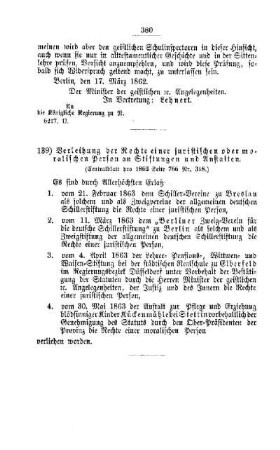 Verleihung der Rechte einer juristischen oder moralischen Person an Stiftungen und Anstalten : [IV. Elementarschulwesen]