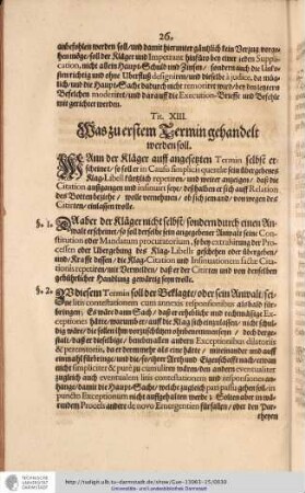 Tit. XIII. Was zu erstem Termin gehandelt werden soll.