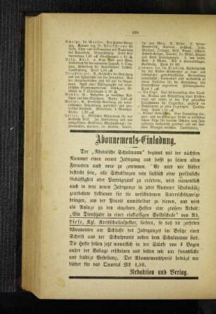 Abonnements-Einladung