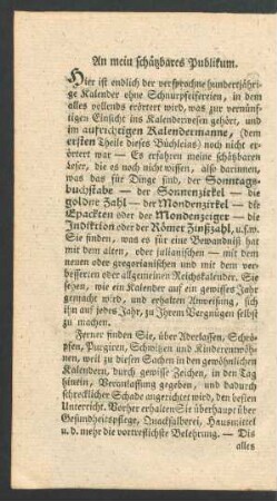 An mein schaetzbares Publikum.
