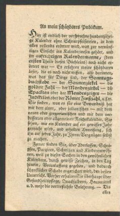 An mein schaetzbares Publikum.