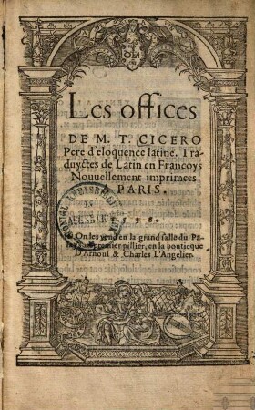 Les offices de M. T. Cicero pere d'eloquence latine
