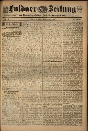 Erste Ausgabe vom Samstag, den 27. August 1898.