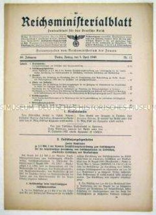 Mitteilungsblatt des Reichsministeriums des Innern