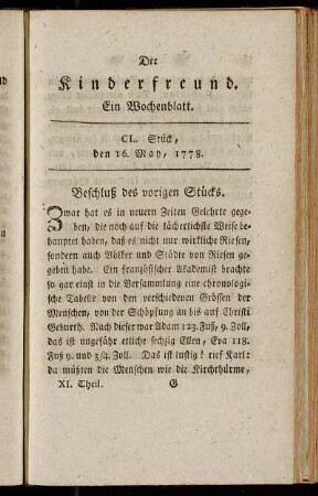 CL. Stück, den 16. May, 1778