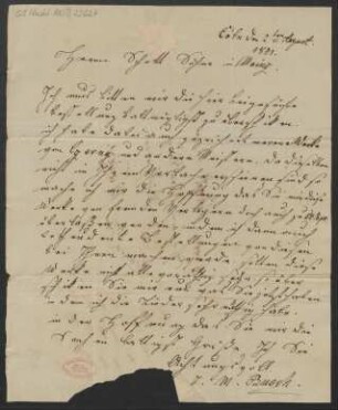Brief an B. Schott's Söhne : 02.08.1831
