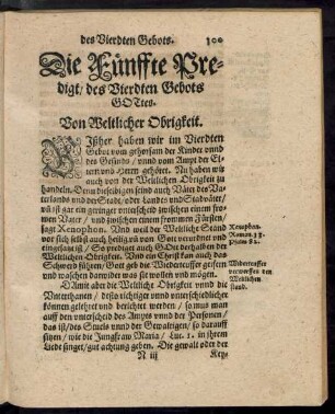 Die Fünffte Predigt des Vierdten Gebots Gottes.