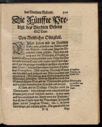 Die Fünffte Predigt des Vierdten Gebots Gottes.