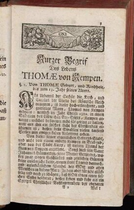 Kurzer Begrif Des Lebens Thomæ von Kempen.