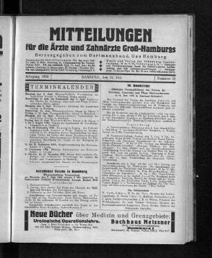 Jahrgang 1925, Hamburg, den 31. Mai, Nummer 22