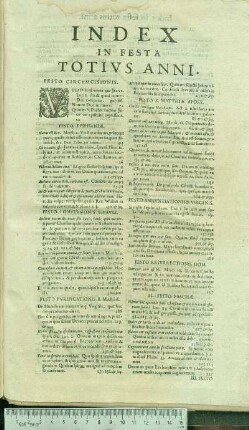 Index In Festa Totivs Anni.