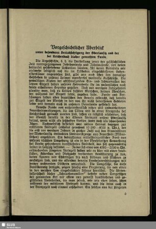Vorgeschichtlicher Überblick