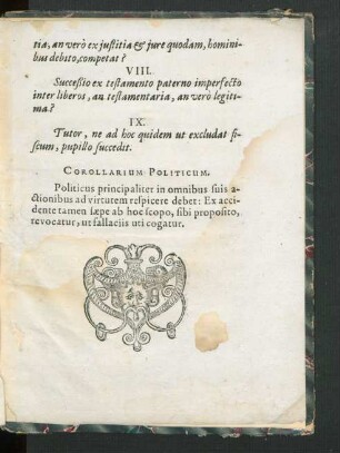 Corollarium Politicum.