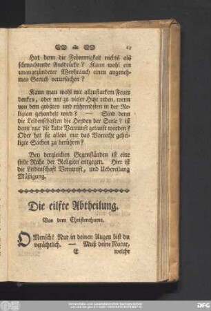 Die eilfte Abtheilung. Vom dem Christenthume.